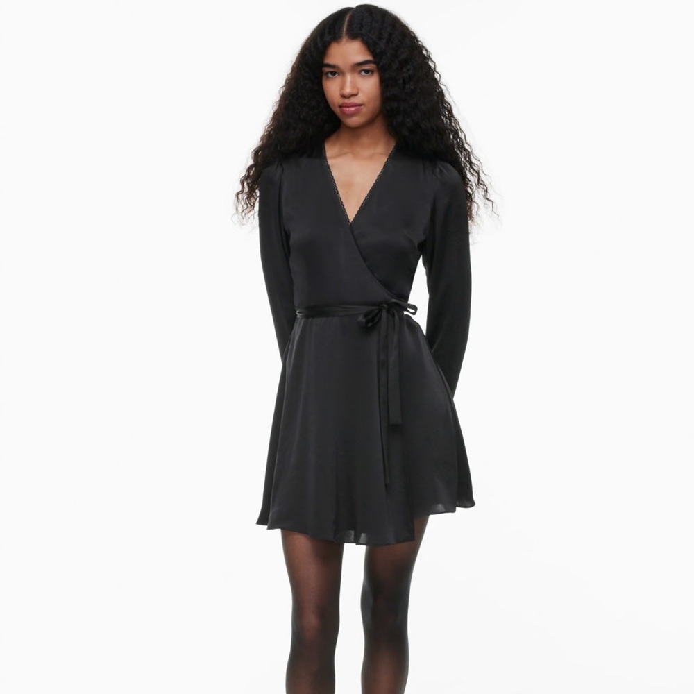 ARITZIA Wilfred Mademoiselle Satin Longsleeve Dress